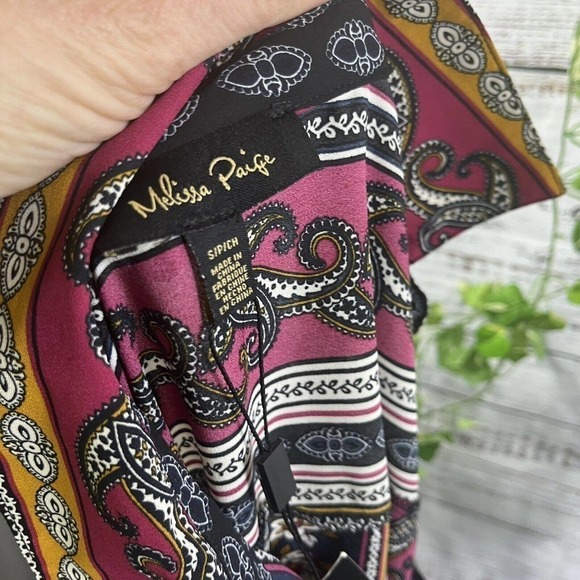 Melissa Paige Blouse Tunic size Small Burgundy Gold Paisley Sheer Lagenlook Slim - Picture 12 of 12